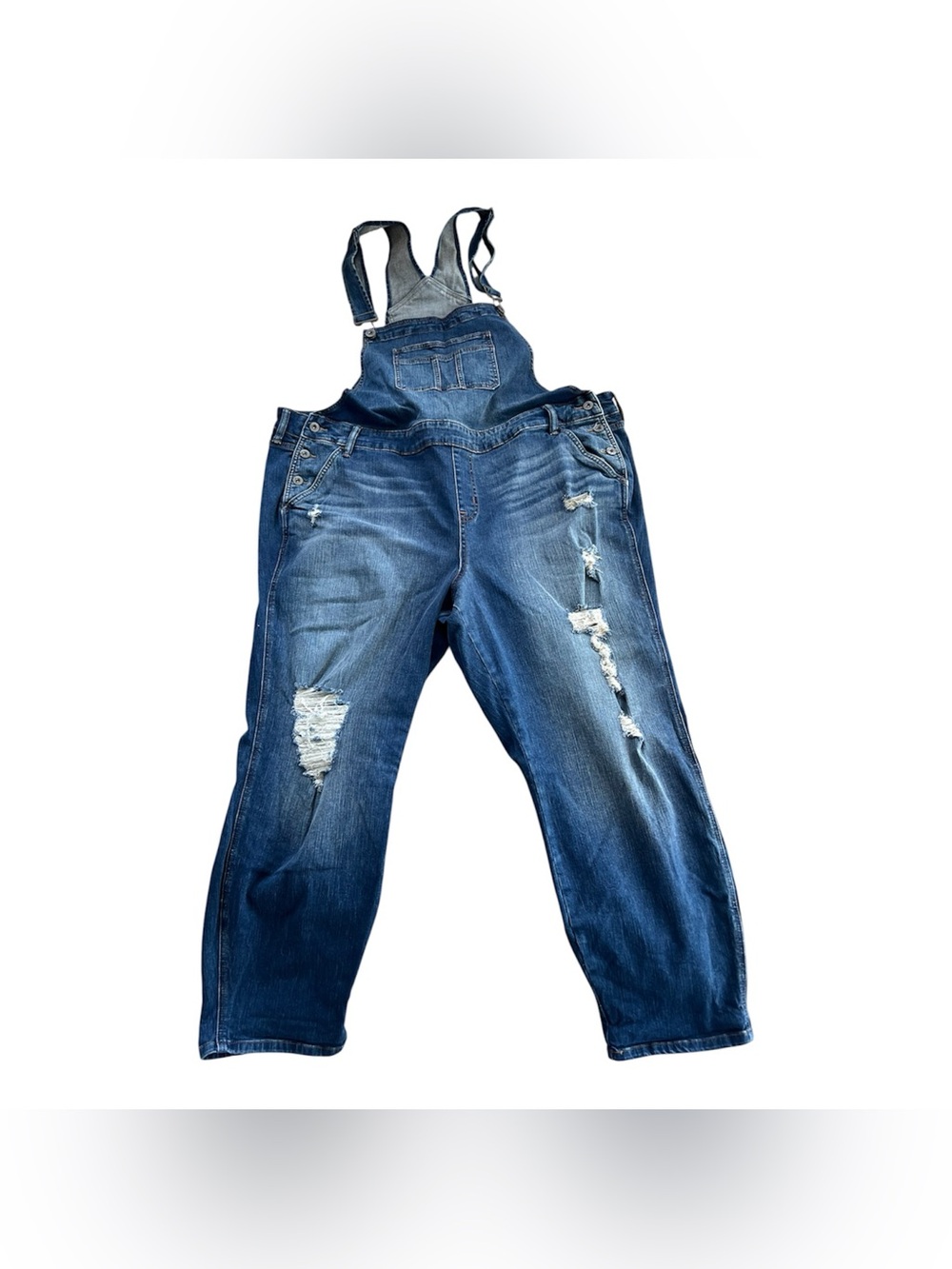Torrid Distressed Dark Blue Denim Overalls